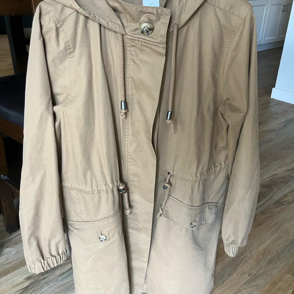 J. Jill Hooded Anorak Loden Utility Jacket Size Small